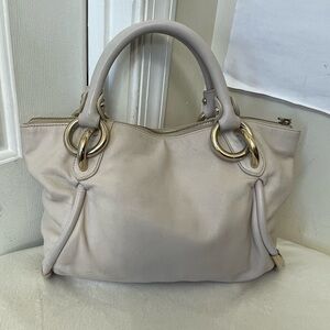 Bally Cream Leather Handbag with Gold Accents